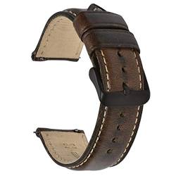 Leder 22mm 20mm 18mm Armband-Uhrenarmband für Männer Frauen Dunkelbraun 2 20mm von Moonbaby