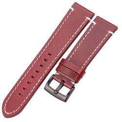 Leder Uhrenarmbänder 18mm 20mm 22mm 24mm Damen Herren Uhrenarmband mit Schnalle Rot Braun Schwarz 18mm von Moonbaby