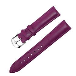 Lederband Männer Frauen 22mm 18mm 20mm 16mm 14mm 12mm Uhren Strap Metallschnalle Lila 18mm von Moonbaby