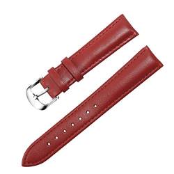 Lederband Männer Frauen 22mm 18mm 20mm 16mm 14mm 12mm Uhren Strap Metallschnalle Rot 12mm von Moonbaby