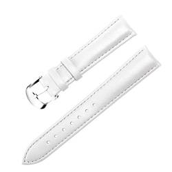 Lederband Männer Frauen 22mm 18mm 20mm 16mm 14mm 12mm Uhren Strap Metallschnalle Weiß 14mm von Moonbaby