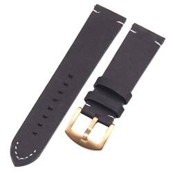 Uhrbändern 18 20 22mm Leder Mann-Frauen Handgefertigte Vintage-Armbanduhr-Bügel-Metallschnalle Black Gold Schließe 20mm von Moonbaby