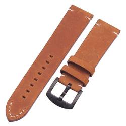 Uhrbändern 18 20 22mm Leder Mann-Frauen Handgefertigte Vintage-Armbanduhr-Bügel-Metallschnalle Dunkelbraun Schwarz 20mm von Moonbaby