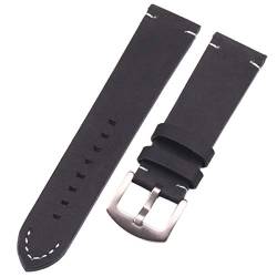 Uhrbändern 18 20 22mm Leder Mann-Frauen Handgefertigte Vintage-Armbanduhr-Bügel-Metallschnalle Schwarz-Silber-Haken 20mm von Moonbaby