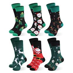 Weihnachtssocken für Herren, 6 Stück, Weihnachtssocken, Xmas Crew Socken US Größe 39-47, Christmas Socks2a, 47 EU von Moonlight Manor