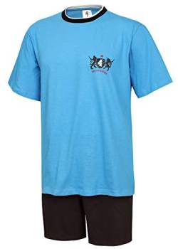 Moonline nightwear Herren Schlafanzug Pyjama kurz Herren Shorty Schlafanzug aus 100% Baumwolle (M/50, blau) von Moonline nightwear