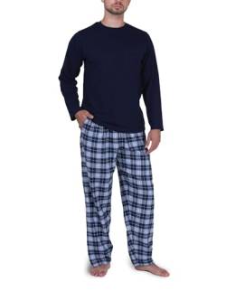 Moonline Herren Schlafanzug mit Flanellhose, Farbe:blau, Größe:XL von Moonline