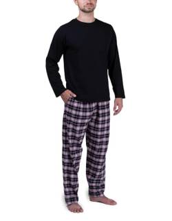 Moonline Herren Schlafanzug mit Flanellhose, Farbe:schwarz, Größe:L von Moonline