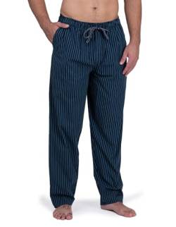 Moonline - Herren Webhose Freizeithose Loungewear aus 100% Baumwolle, Farbe:Navy_Streifen, Größe:54-56 von Moonline