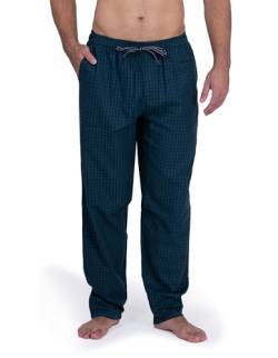 Moonline - Herren Webhose Freizeithose Loungewear aus 100% Baumwolle, Farbe:grün/Navy, Größe:46-48 von Moonline