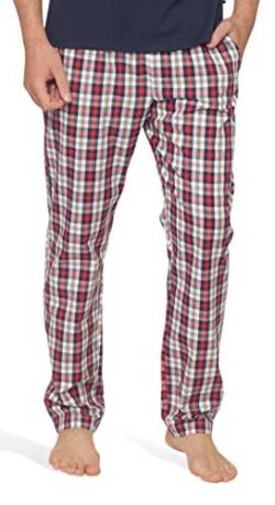 Moonline - Herren Webhose Freizeithose Loungewear aus 100% Baumwolle, Farbe:rot/Navy, Größe:58-60 von Moonline
