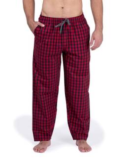 Moonline - Herren Webhose Freizeithose Loungewear aus 100% Baumwolle, Farbe:rot/Navy_kariert, Größe:46-48 von Moonline