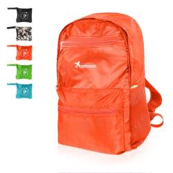 Moorle Faltbarer Rucksack Ultraleicht, Wasserdicht Tagesrucksack Zum Falten, Orange Rucksack Damen Klein, Wanderrucksack Für Damen Herren, Leichter Daypack Wandern, Faltbar Rucksack 15L Für Reise von Moorle