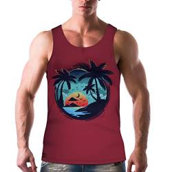 Tank Top Herren 3D Drucken Grafik T-Shirts Ärmellose Weste Unterhemd Sommer Muskelshirt Hawaii-Print Funky 3D Tropische Druck Tanktops Casual Strand Sommer von Moorle