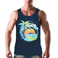 Tank Top Herren 3D Drucken Grafik T-Shirts Ärmellose Weste Unterhemd Sommer Muskelshirt Hawaii-Print Sommeroberteile Lässiger Sport Oberteil 3D Digitaldruck Atmungsaktiv von Moorle