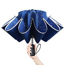 Moorrlii Reverse Folding Regenschirm Sturmfest Groß, Auf-Zu-Automatik, Winddicht und Wasserdichter Faltschirm für Damen und Herren, Golfschirm,Faltbarer Umbrella mit Reflektierende Streifen von Moorrlii