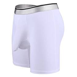 Herren Sexy Unterwäsche Nahtlose Herren Boxershorts Eisseide Lange Boxer Homme Bikini Penis Tasche Herren Unterwäsche Herren Unterhose, weiß, XXXXXXX-Large von Moorun