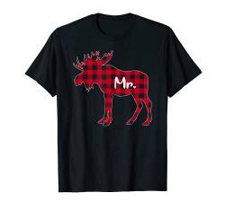 Herren Mr. Moose Weihnachts-Pyjama, Rot kariert T-Shirt von Moose Lover Christmas Family Matching Gift by AAM