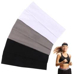 6 Stück Haarband Damen Sport， Rutschfest Stirnband Damen, Elastische HaarbäNder, Frauen Yoga Workout Fitness Headband(weiß grau schwarz) von Moosono