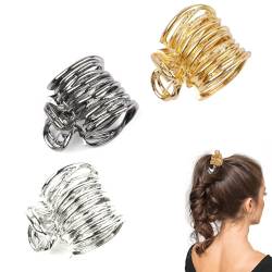 Haarspangen Damen aus Metall, 3 Stück Haarklammer Mittelgroß, Claw Clip Haar Accessoire, Hohe Pferdeschwanz-Clips, für Frauen Und Mädchen Dickes Haar-Accessoires (Gold, Schwarz, Silber) von Moosono