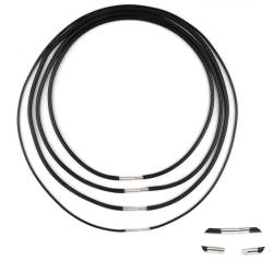 Moosono 4 Stück Lederkette Herren, Kunstleder Halskette, 2/3MM Armband Schwarz Geflochten Lederkette Lederband, Halskette ohne Anhänger mit Edelstahl Verschluss für Männer, Frauen(40-55cm) von Moosono