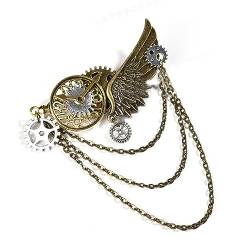 Broschennadeln für Frauen, Zahnrad-Haarspange, Steampunk-Haarspange, Steampunk-Haarspange, Steampunk-Haarnadeln, Kette, Anstecknadel, Retro-Haarschmuck von Morain