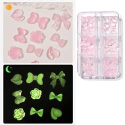 Fluoreszenz Bär Blume Nail Art Leuchtende Maniküre Nägel Schmuck Acryl Nagel Nieten Harz Nagel Strass Edelsteine 3d Nagel Dekorationen Für Nail Art von Morain