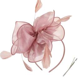 Haarreif, Teaparty Fascinator Hut für Party Hochzeit Frauen Feder Organza Fascinator Haarnadel Hut Große Blume Kirche Kappe Kopfschmuck von Morain