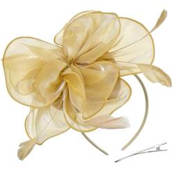 Haarreif, Teaparty Fascinator Hut für Party Hochzeit Frauen Feder Organza Fascinator Haarnadel Hut Große Blume Kirche Kappe Kopfschmuck von Morain