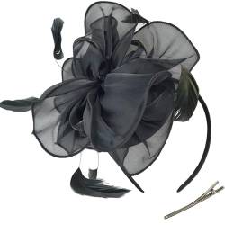 Haarreif, Teaparty Fascinator Hut für Party Hochzeit Frauen Feder Organza Fascinator Haarnadel Hut Große Blume Kirche Kappe Kopfschmuck von Morain