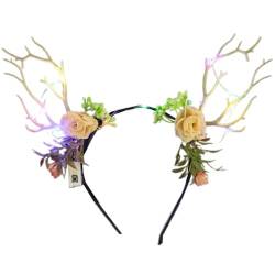 Morain Festliches leuchtendes Stirnband Frohe Weihnachten Kopfschmuck Leuchtend Rentiergeweih Haar Hoop Urlaub Kopfschmuck Home Ornament Rentiergeweih Stirnband Weihnachten Kopfbedeckung von Morain