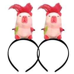 Morain Lustiges Capybara-Haarband, Gesichtsrequisiten, Bühnenauftritte, Stirnband, einzigartiger Damen-Haarschmuck für Partys und den täglichen Gebrauch, Bühnenauftritte, Haarband (Rosa, 2 Stück) von Morain
