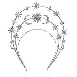 Stirnbänder, Heiligenschein Krone Stirnband für Frauen Jungfrau Hochzeit Stirnband Sonne Haarband Weibliche Kopfschmuck Party Haar Dekorationen von Morain