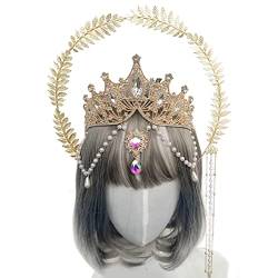 Stirnbänder, Heiligenschein Krone Stirnband für Frauen Jungfrau Maria Hochzeit Stirnband Sonne Haarband Blatt Kopfschmuck Party Kopfschmuck von Morain