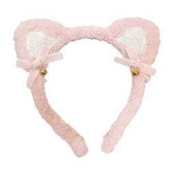 Stirnbänder, Plüsch für Katzenohren Stirnband mit Glöckchen Schleifen Tier Kätzchen Ohren Haarband zum Waschen Gesicht Halloween Weihnachten Requisite von Morain