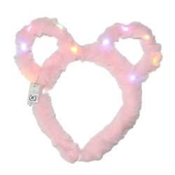 Stirnbänder, Schöne Led Kaninchen Ohr Stirnband Neujahr Party Blinklicht Plüsch Hairhoop Karneval Party Headwear Raveprops Kopfschmuck von Morain