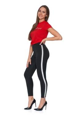 Moraj Damen Leggings Lange Leggins mit Streifen Sport Jogginghose Fitness 1900-024 (DE/NL/SE/PL, Alphanumerisch, L, XL, Regular, Regular) von Moraj