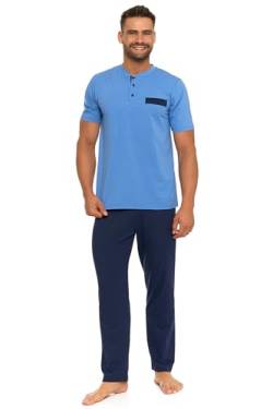 Moraj Herren Pyjama Schlafanzug Baumwolle Kurzarm + Pyjamahose Nachtanzug M-XXL 4500 (2XL, 5400-002 Blue) von Moraj