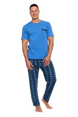 Moraj Herren Pyjama Schlafanzug Baumwolle Kurzarm + Pyjamahose Nachtanzug M-XXL 4500 (as3, Alpha, 3X_l, Plus, Regular, 5600-001 Blue) von Moraj