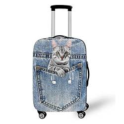 Morbuy 3D Reise Kofferhülle Kofferschutzhülle Elastisch Abdeckung Waschbar Kofferschutz Kofferbezug Reisekoffer Hülle Gepäck Luggage Cover mit Reißverschluss (Graue Katze,XL) von Morbuy