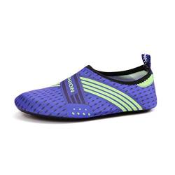 Morbuy Badeschuhe Strand Wasserschuhe, Slip On Strandschuhe Schnell Trocknend rutschfeste Aquaschuhe Surfschuhe Herren Damen Barfuß Schuhe für Yoga Wassersport (45-46 EU,Blau) von Morbuy