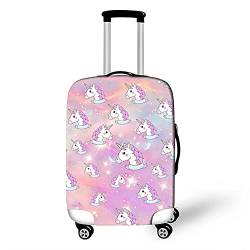 Morbuy Elastisch Kofferhülle Kofferschutzhülle Anti-Kratzer Staubdicht Kofferüberzug Luggage Protector Cover Kofferbezug Reisekofferabdeckung (Lila Einhorn,M) von Morbuy