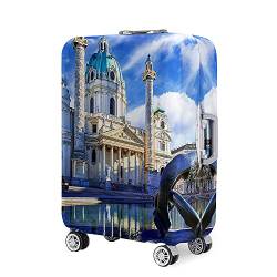 Morbuy Elastisch Reise Kofferhülle Kofferschutzhülle Koffer Schutzhülle mit Reißverschluss Luggage Cover Waschbar Architektonisches Muster Gepäck Cover (kreisförmiges Gebäude,XL (30-32 Zoll)) von Morbuy