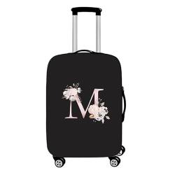 Morbuy Elastisch Reise Kofferhülle Kofferschutzhülle Koffer Schutzhülle mit Reißverschluss Luggage Cover Waschbar Schwarze Blume von A bis Z Gepäck Cover mit Kofferschutz-Bezug (M,S (18-20 Zoll)) von Morbuy