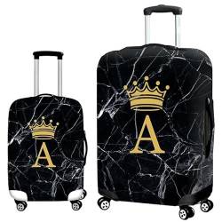 Morbuy Elastisch Reise Kofferhülle Kofferschutzhülle Koffer Schutzhülle mit Reißverschluss Luggage Cover Waschbar Schwarze Marmor von A bis Z Gepäck Cover mit Kofferschutz-Bezug (A,XL (30-32 Zoll)) von Morbuy