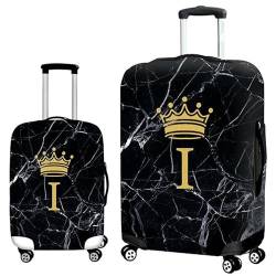 Morbuy Elastisch Reise Kofferhülle Kofferschutzhülle Koffer Schutzhülle mit Reißverschluss Luggage Cover Waschbar Schwarze Marmor von A bis Z Gepäck Cover mit Kofferschutz-Bezug (I,L (26-28 Zoll)) von Morbuy