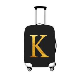 Morbuy Elastisch Reise Kofferhülle Kofferschutzhülle Koffer Schutzhülle mit Reißverschluss Luggage Cover Waschbar Schwarze von A bis Z Gepäck Cover mit Kofferschutz-Bezug (K,XL (30-32 Zoll)) von Morbuy