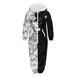 Morbuy Jumpsuit Jogger für die Ganze Familie, Unisex Junge Mädchen Kapuzenpullover Strampelanzug 3D Printed Onepiece Sweatshirt Männer Strampler Nachtwäsche (Erwachsener M,Löwe) von Morbuy