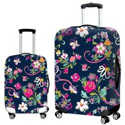 Morbuy Reise Kofferhülle Elastisch Kofferschutzhülle Koffer Schutzhülle mit Reißverschluss Luggage Cover Waschbar Gepäck Cover mit Kofferschutz-Bezug (Blume 11,XL (30-32 Zoll)) von Morbuy