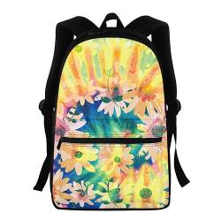 Morbuy Rucksack Schule Kinder, Tie Dye Stil Kinderrucksack Schulrucksack Jungen Mädchen Teenager Schultasche Backpack Schultaschen Wasserdicht Leichtgewicht für Schule (Rosa Gänseblümchen) von Morbuy